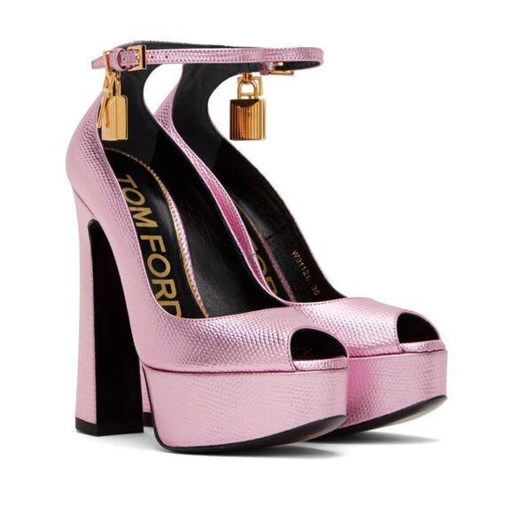 Tom Ford Lizard-Embossed Leather Platform Pumps size 40 - Picture 1 of 16